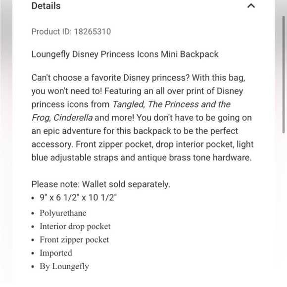 Loungefly Disney Princess Icon Cream and Cyan Blue Mini Backpack - Picture 3 of 6